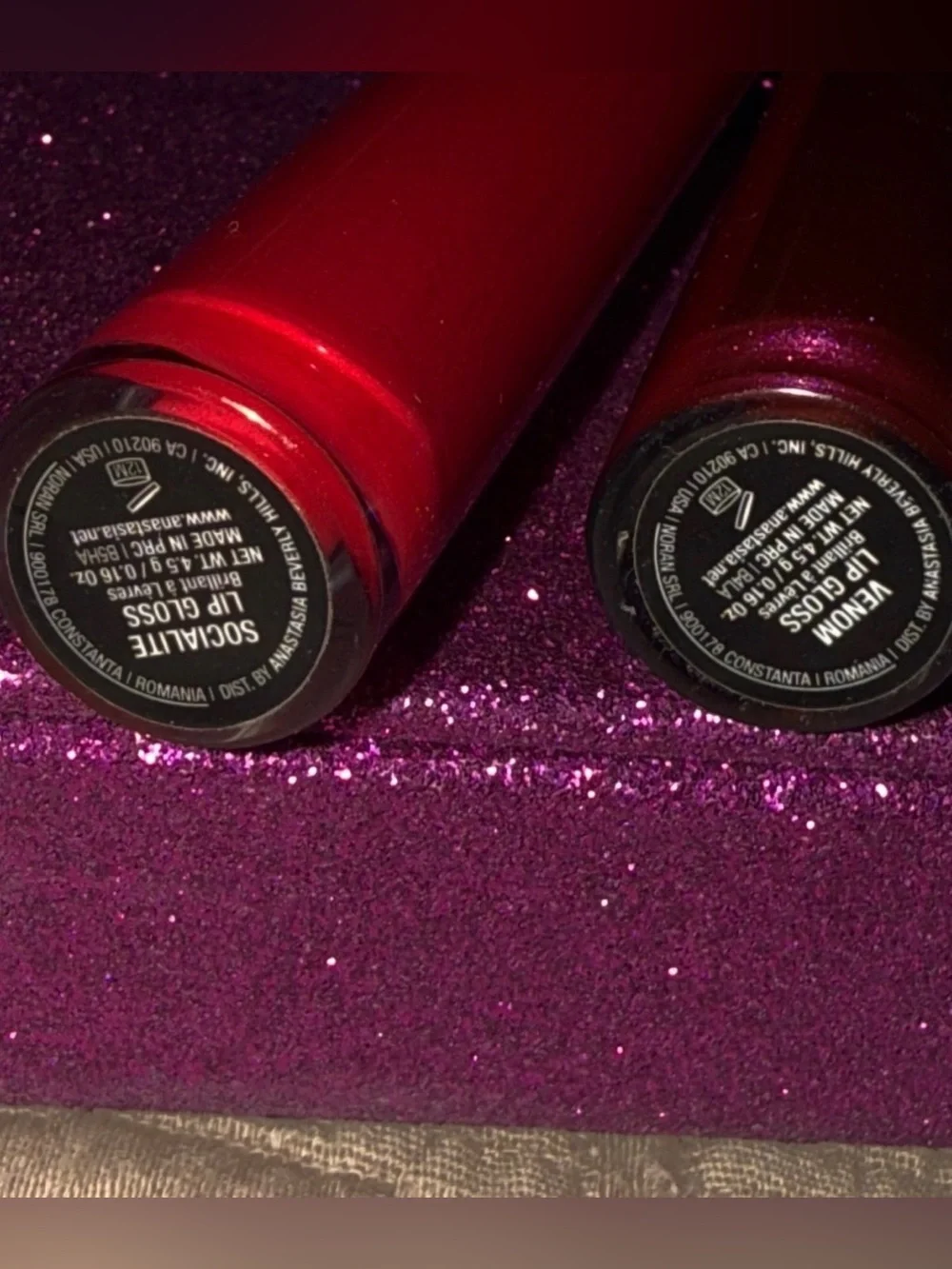 2 Anastasia Beverly Hills Bundle Lipglosses in Socialite and Venom & a lip case